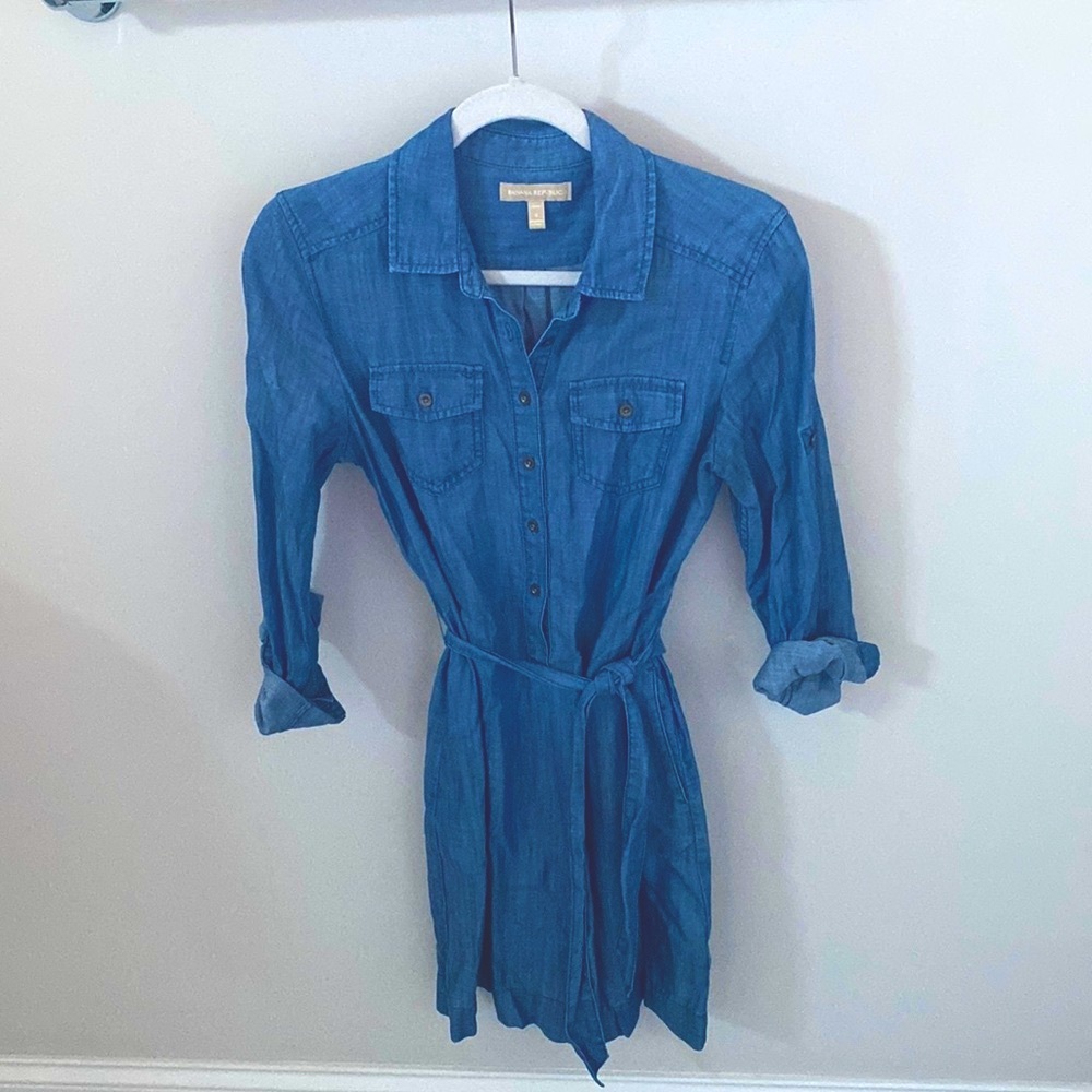 Banana Republic Blue chambray shirt dress sz 4